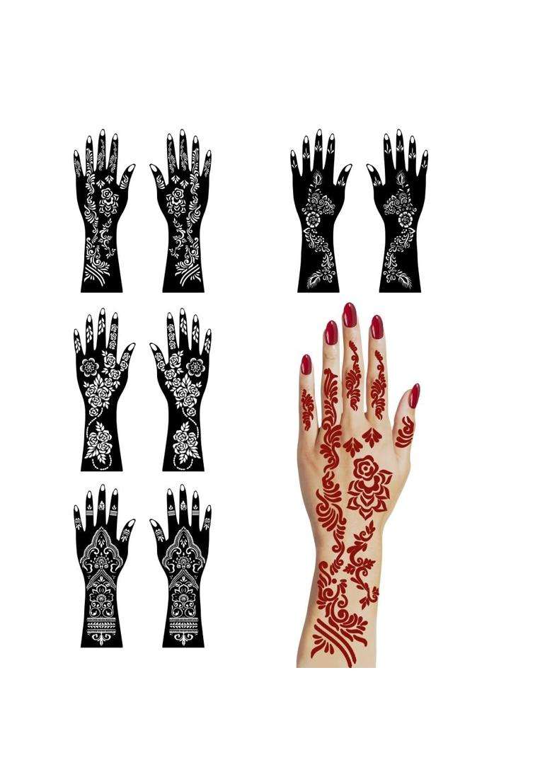 Voorkoms Bridal Mehndi Stencil Sticker Combo for Girls and Women Henna Desinge - Indya