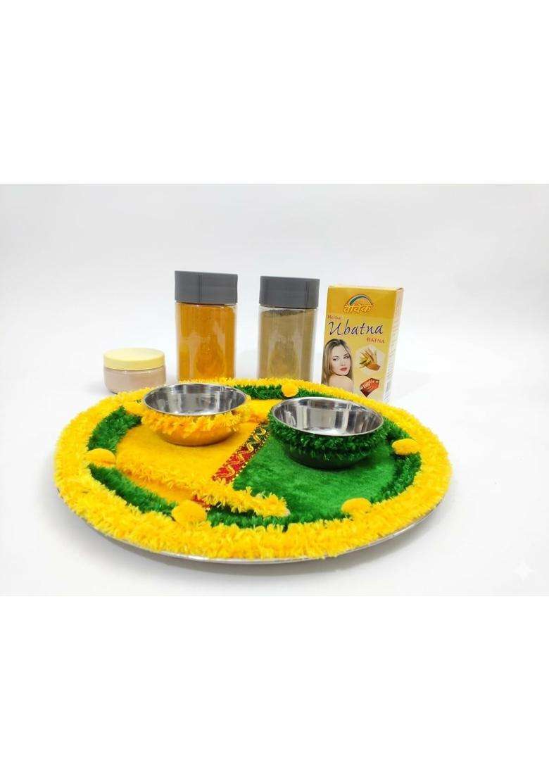 Multicolour Haldi Mahndi Function Kit for Bride and Groom Products Pack of 12 - Indya