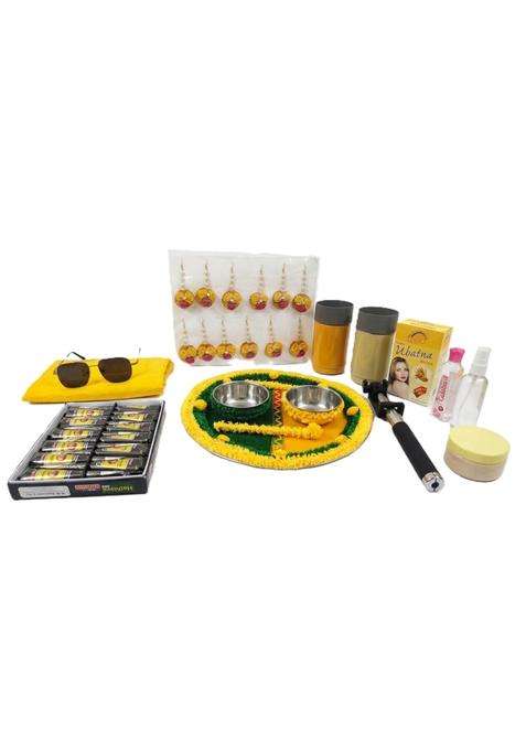 Multicolour Haldi Mahndi Function Kit for Bride and Groom Products Pack of 12