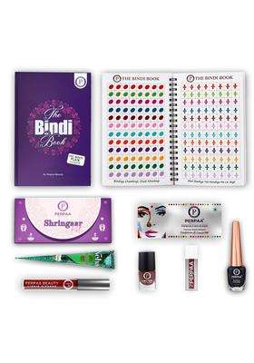 Perpaa Multicolour Shringaar Kit with Classic Shapes Bindi Book Traditional Makeup and Beauty Combo for Women