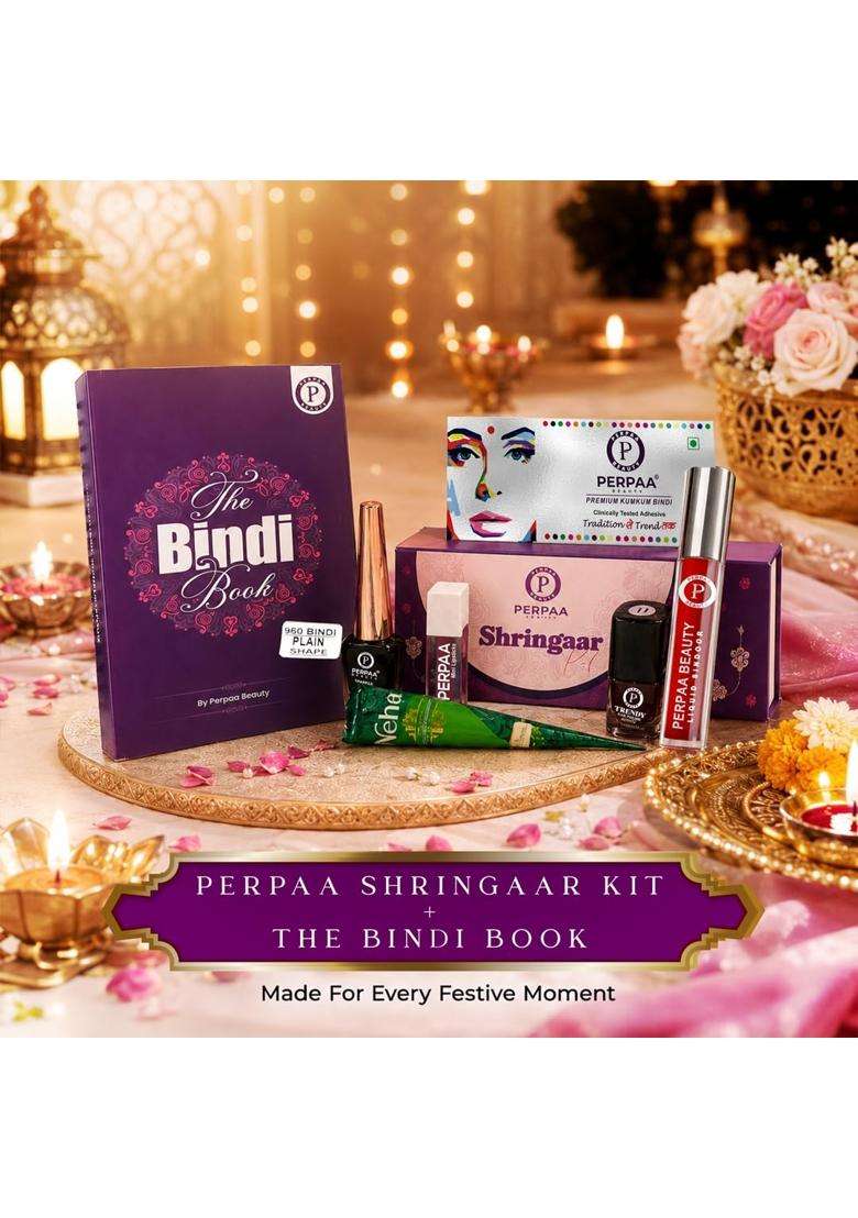 Perpaa Multicolour Shringaar Kit with Classic Shapes Bindi Book Traditional Makeup and Beauty Combo for Women - Indya