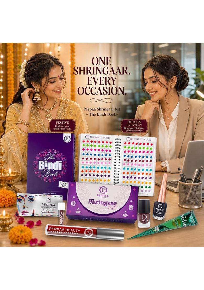 Perpaa Multicolour Shringaar Kit with Classic Shapes Bindi Book Traditional Makeup and Beauty Combo for Women - Indya