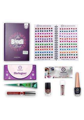 Perpaa Multicolour Shringaar Kit with Double Shade Bindi Book Traditional Makeup and Beauty Combo for Women