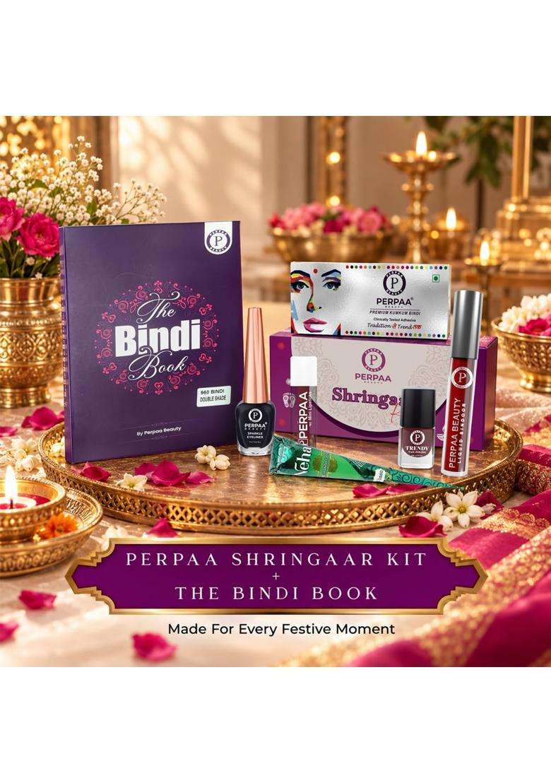 Perpaa Multicolour Shringaar Kit with Double Shade Bindi Book Traditional Makeup and Beauty Combo for Women - Indya
