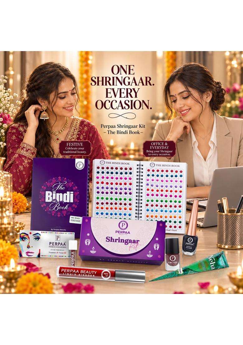 Perpaa Multicolour Shringaar Kit with Double Shade Bindi Book Traditional Makeup and Beauty Combo for Women - Indya