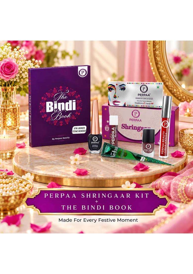 Perpaa Shringaar Kit with Multicolor Round Stone Border Bindi Book - Indya