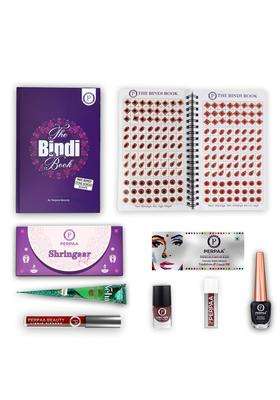 Perpaa Maroon Shringaar Kit with Signature Stone Shapes Bindi Book