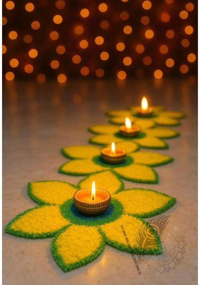 Gurukrupa Shoppy Dark Purple Floral Rangoli Base 12IN Haldi Decor Set 1 Plus Floral Rangoli Floor Mat Haldi - Indya