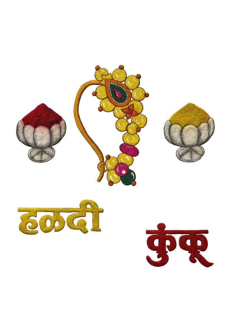 Gurukrupa Shoppy Dark Purple Floral Rangoli Base 12IN Haldi Decor Set 1 Plus Floral Rangoli Floor Mat Haldi - Indya