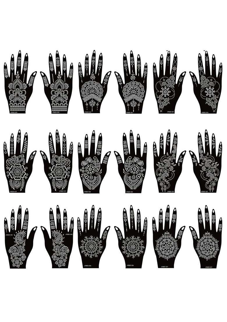 Jtsdzs 18 Sheets Henna Stencils Henna Tattoo Stencil Kit - Indya