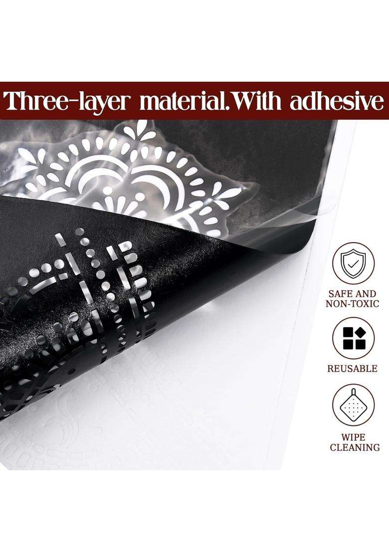 Museluxe Black Henna Tattoo Stencils Set 18 Sheets Henna Stencils for Hands Temporary Tattoo Stickers - Indya