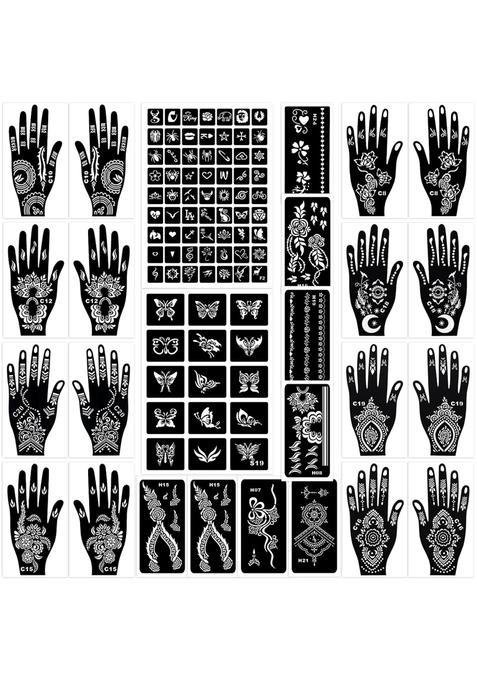 Museluxe Black Henna Tattoo Stencils Set 18 Sheets Henna Stencils for Hands Temporary Tattoo Stickers