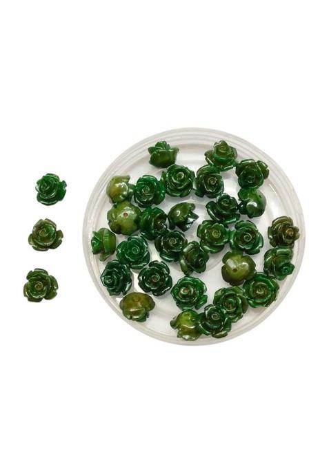 Jaipri 8MM 50PC Mehndi Green Color Floral Shape Ceramic Beads Flower Decal Spacer Beads Chinese Handmade
