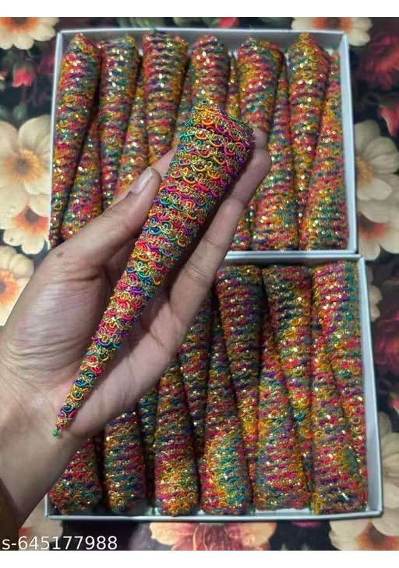 Multicolour Gota Mehendi Cones for Hands Natural Mehndi Cones for Wedding Bridal and Return Gifts Pack of 25 - Indya