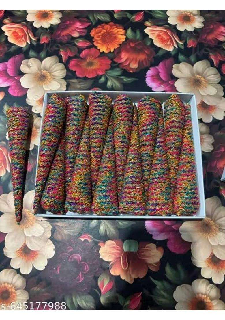Multicolour Gota Mehendi Cones for Hands Natural Mehndi Cones for Wedding Bridal and Return Gifts Pack of 25 - Indya