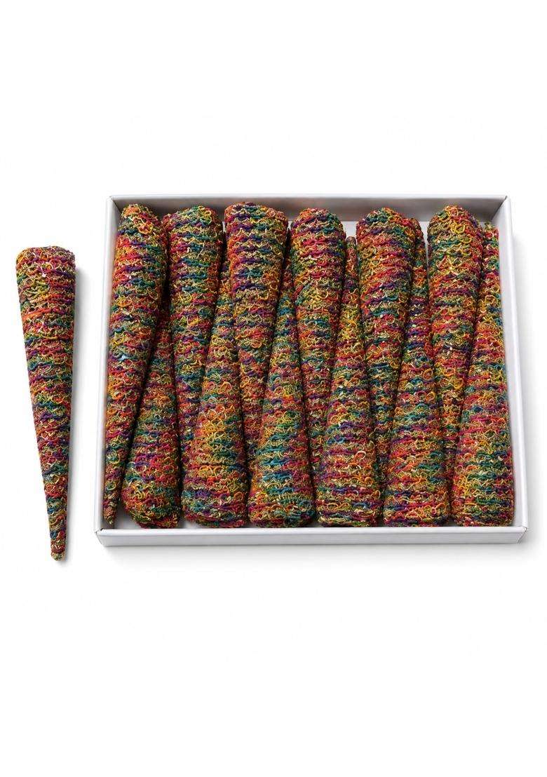 Multicolour Decorated Mehendi Cone Henna Cones for Wedding Bridal Shower and Mehndi Function Gifts Pack of 50 - Indya