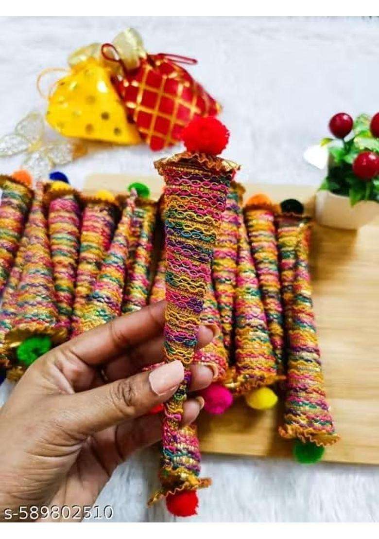 Multicolour Decorated Mehendi Cone Henna Cones for Wedding Bridal Shower and Mehndi Function Gifts Pack of 50 - Indya