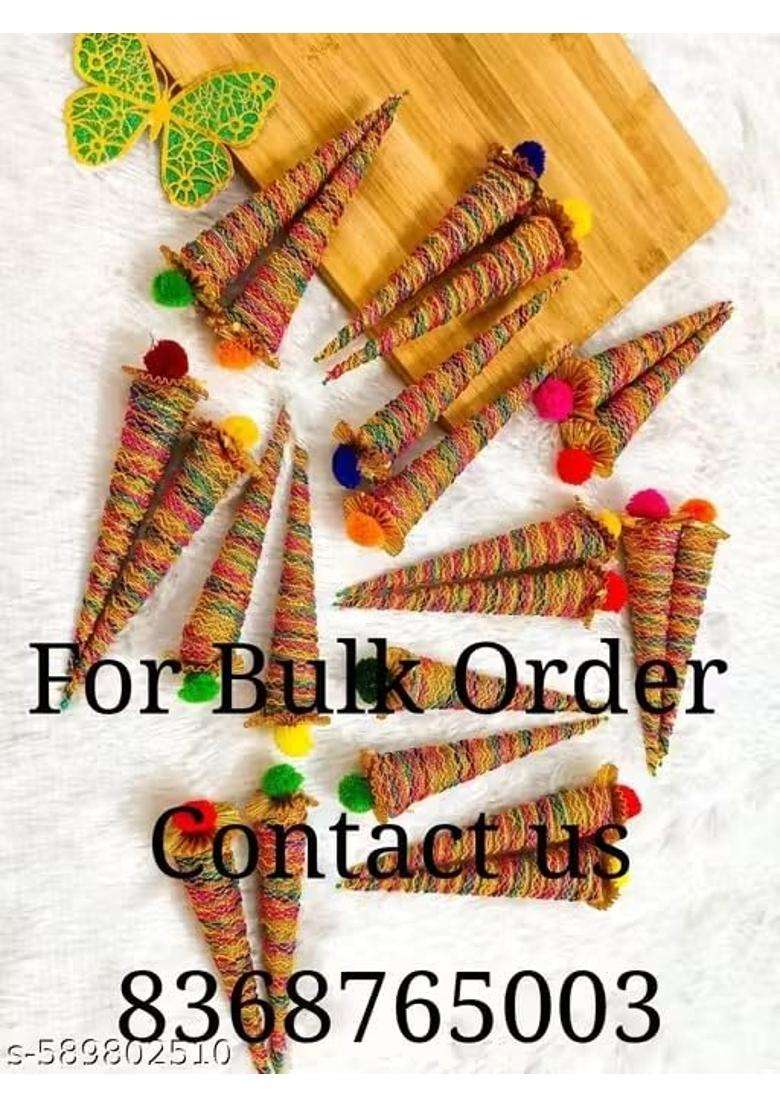 Multicolour Decorated Mehendi Cone Henna Cones for Wedding Bridal Shower and Mehndi Function Gifts Pack of 50 - Indya