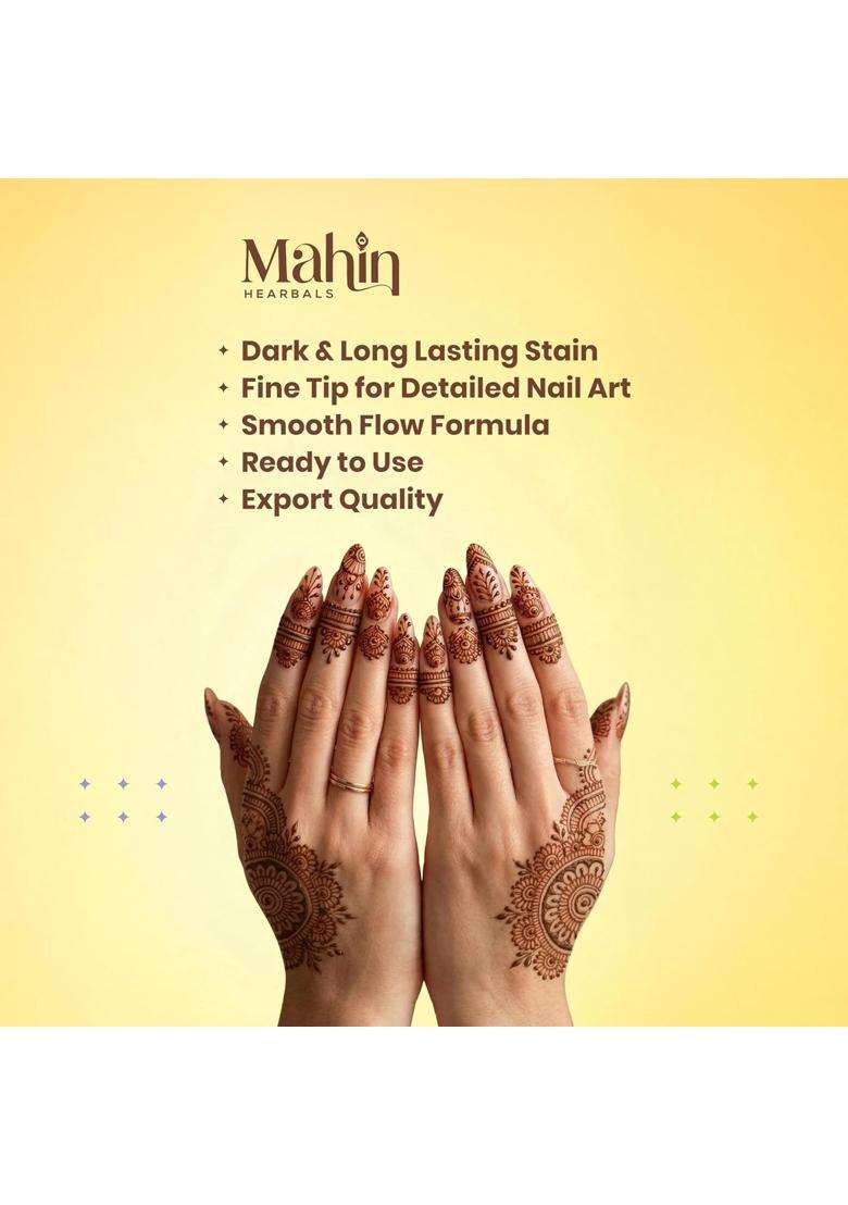 Mahin Herbals Mehndi Cone Ready to Use Henna Cones for Wedding and Festival - Indya