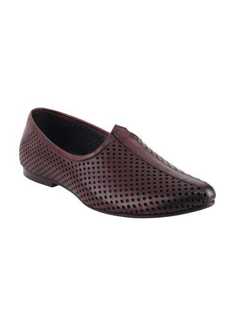 Ezok Mens Genuine Leather Mojari Shoes Lightweight Comfortable and Stylish Slip on Design with Cushioned