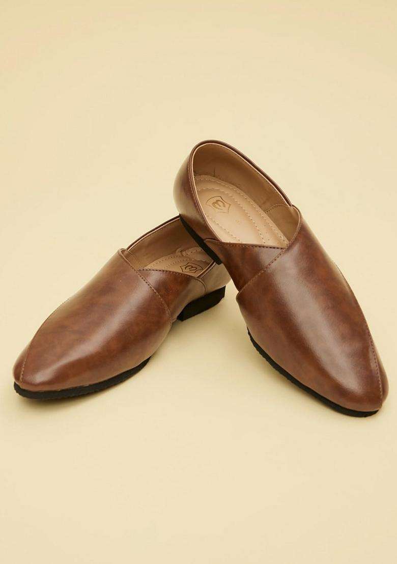 Manyavar Brown Sophisticated Jooti Mens Ethnic Jutti - Indya