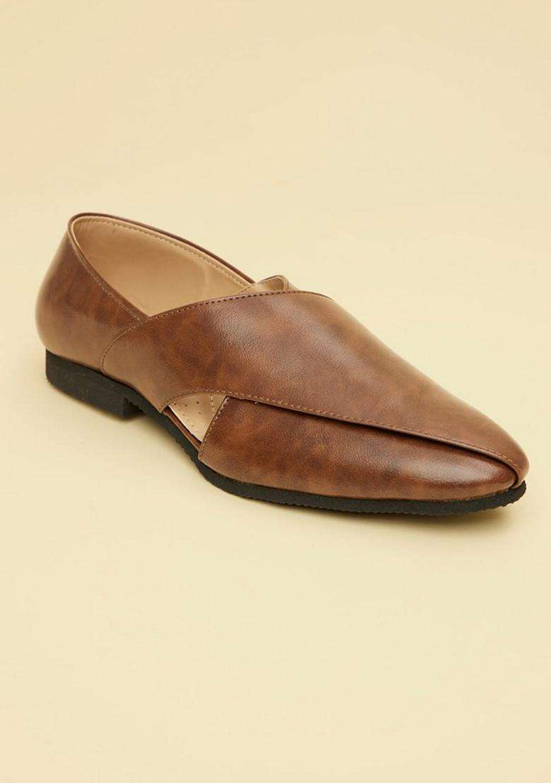 Manyavar Brown Sophisticated Jooti Mens Ethnic Jutti - Indya