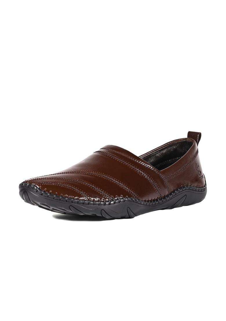 Louis Stitch Mens Ethnic Slip on Mojaris Genuine Leather Stylish Nagra Juti for Men - Indya