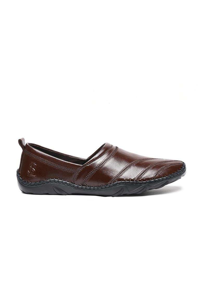 Louis Stitch Mens Ethnic Slip on Mojaris Genuine Leather Stylish Nagra Juti for Men - Indya
