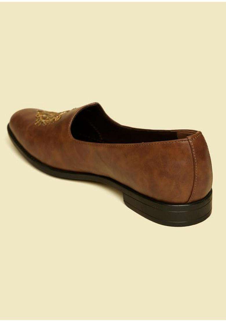 Manyavar Mens Self Embroidered Loafers Style Shoes Ethnic Juttis and Mojaris - Indya