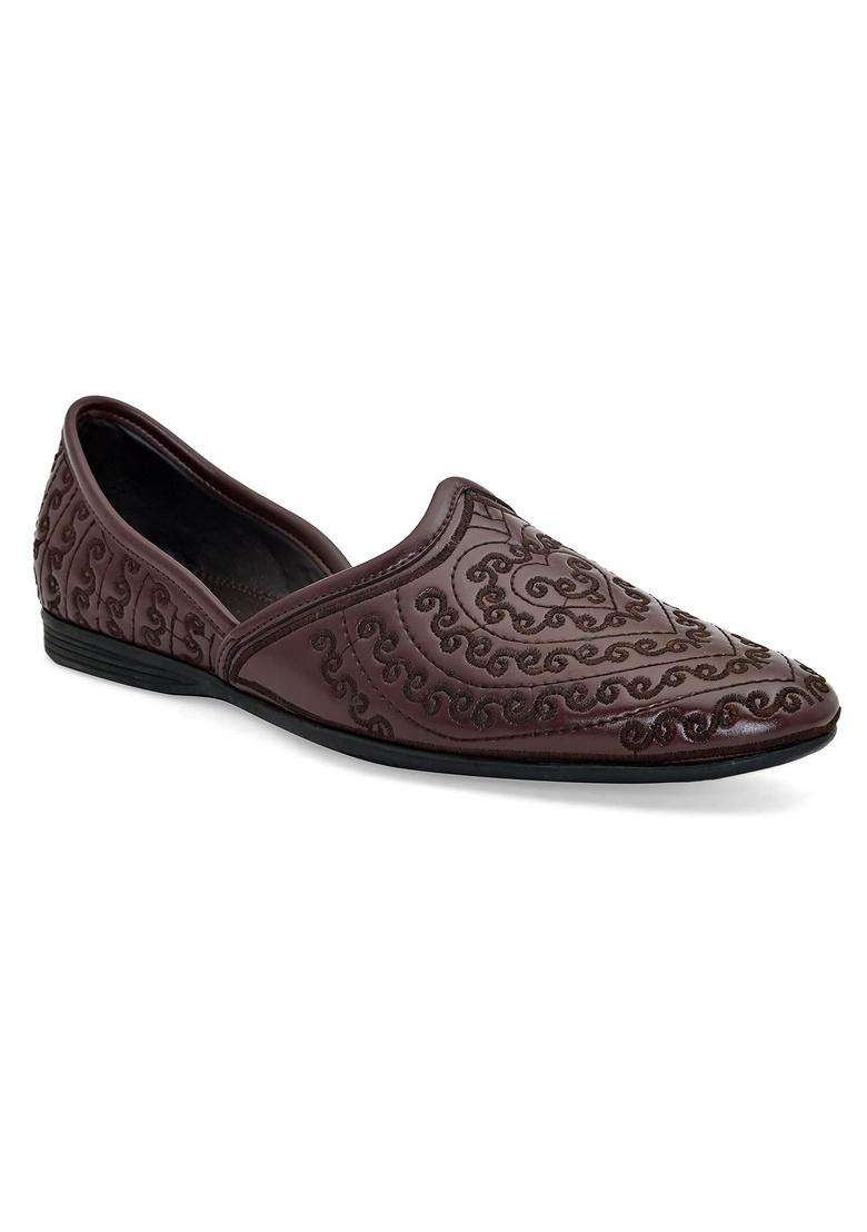 San Frissco Men Faux Leather Atlantis Cherry Mojaris - Indya