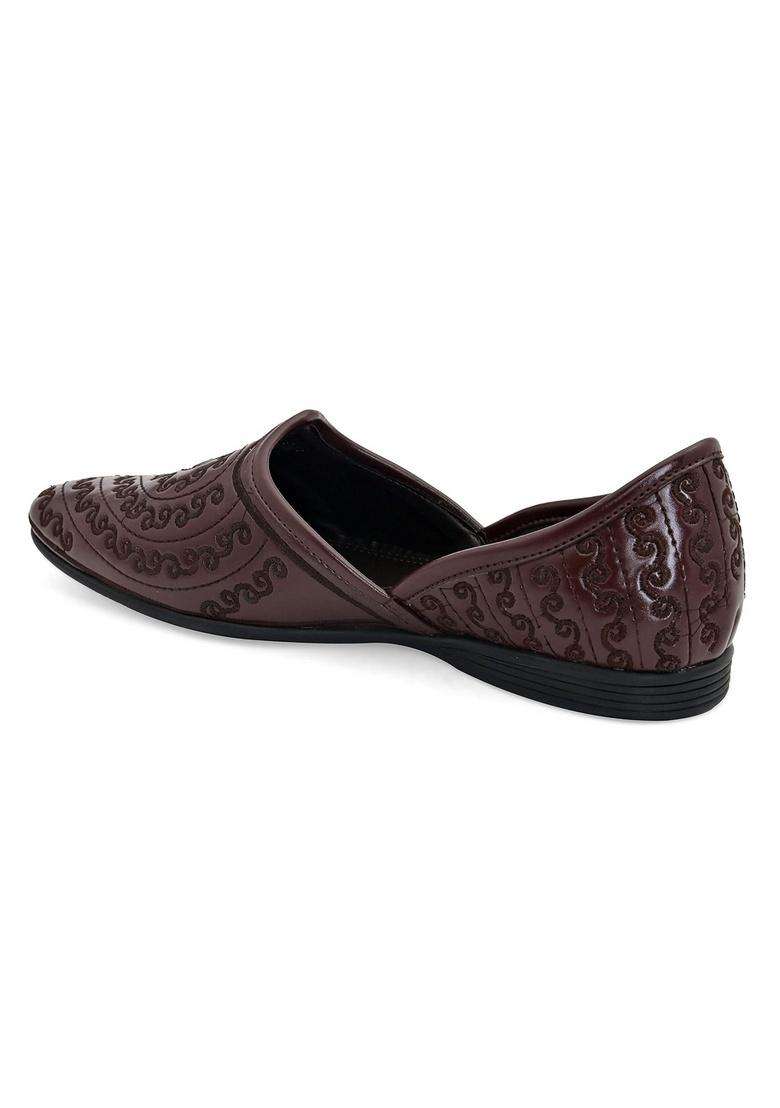 San Frissco Men Faux Leather Atlantis Cherry Mojaris - Indya
