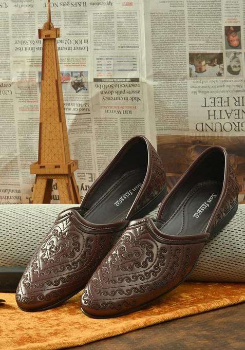 San Frissco Men Faux Leather Atlantis Cherry Mojaris