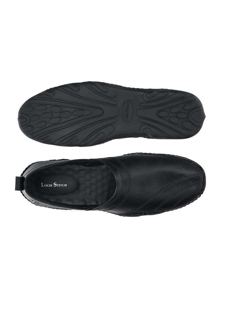 Louis Stitch Mens Ethnic Slip on Mojaris Black Genuine Leather Stylish Nagra Juti for Men - Indya