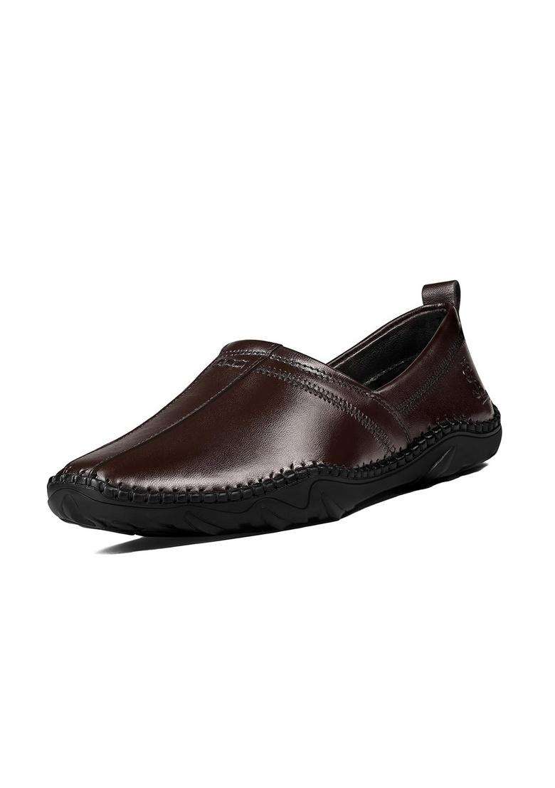 Louis Stitch Mens Brunette Brown Ethnic Slip on Mojaris Genuine Leather Stylish Nagra Juti for Men - Indya