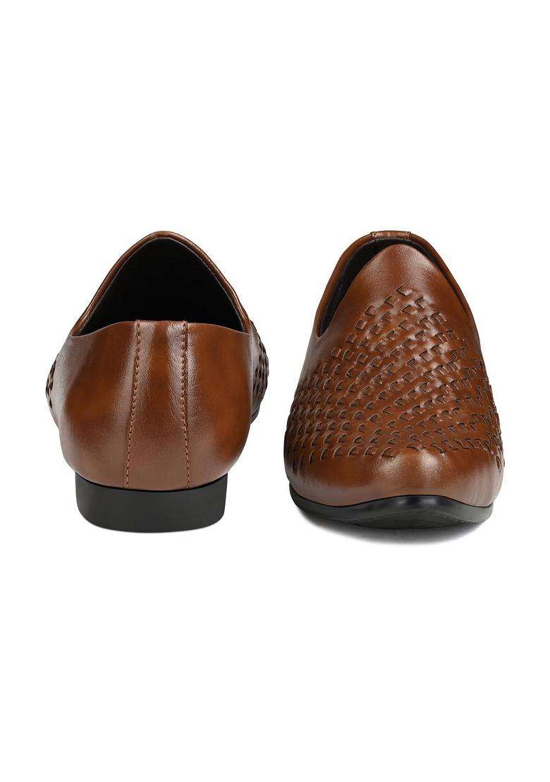 Louis Stitch Mens Ethnic Weaved Textured Slip on Mojaris Stylish Nagra Juti for Men - Indya