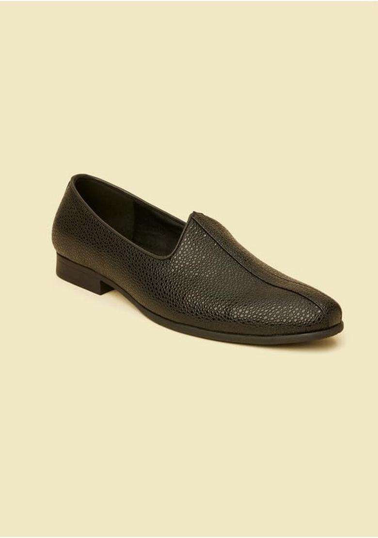 Manyavar Black Mens Loafer Style Shoes Ethnic Juttis and Mojaris - Indya