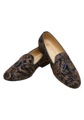 Manyavar Blue Jacquard Loafers Juti Mens Ethnic Jutti