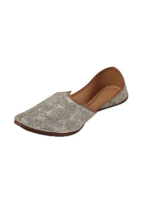 Mochi Gold Mens Slip on Closure Ethnic Mojaris with Flat Sole