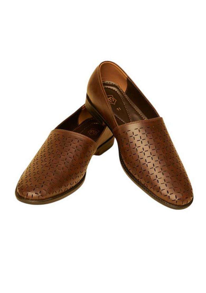 Manyavar Dark Brown Elegance Shoes Mens Ethnic Jutti - Indya