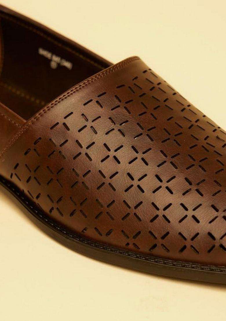 Manyavar Dark Brown Elegance Shoes Mens Ethnic Jutti - Indya