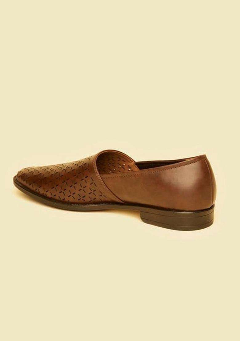 Manyavar Dark Brown Elegance Shoes Mens Ethnic Jutti - Indya