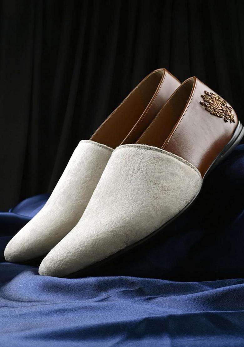 San Frissco Beige Mens Loafers Monk Shoes with Buckle Detail Casual Slip on Ethnic Mojaris Soft Cushioned - Indya