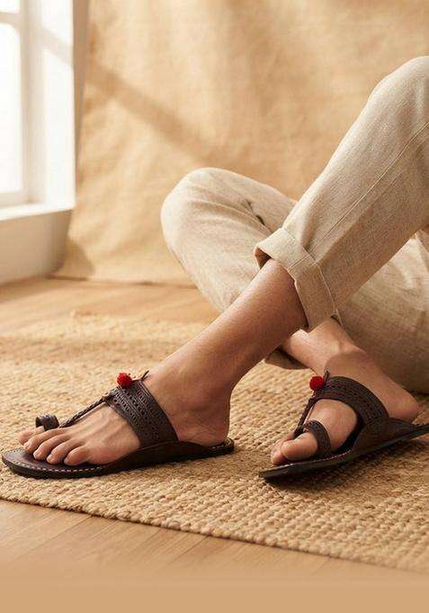 Niira the Classic Leather Kolhapuri Chappal for Men Handcrafted Traditional Sandals