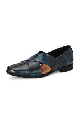 HITZ Mens Blue Patent Leather Ethnic Shoes