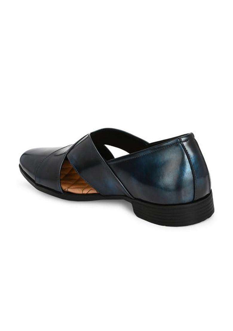 HITZ Mens Blue Patent Leather Ethnic Shoes - Indya