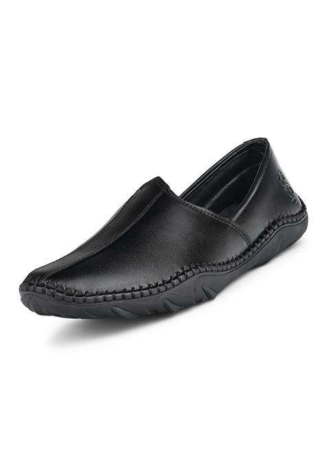 Louis Stitch Mens Ethnic Slip on Mojaris Black Genuine Leather Flexible Stylish Nagra Juti for Men