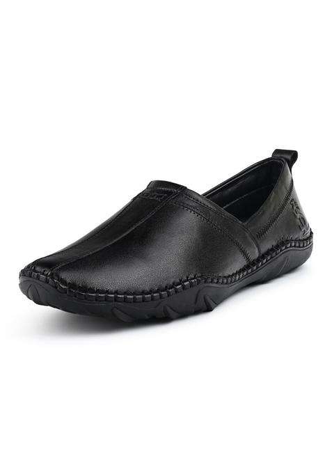 Louis Stitch Mens Ethnic Slip on Mojaris Black Genuine Leather Stylish Nagra Juti for Men