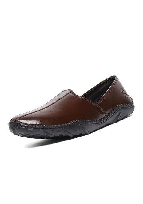 Louis Stitch Mens Ethnic Slip on Mojaris Brunette Brown Genuine Leather Flexible Stylish Nagra Juti for Men
