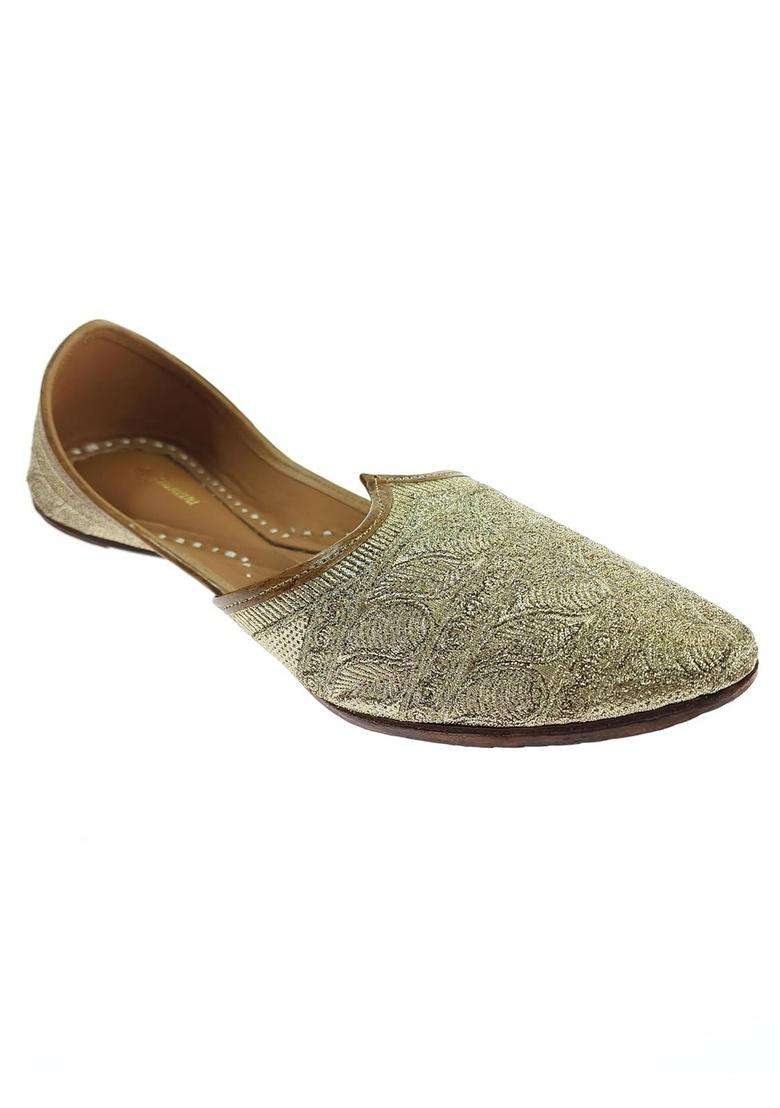 Fulkari Men Zari Embroidered Genuine Soft Leather Formal Jutis - Indya