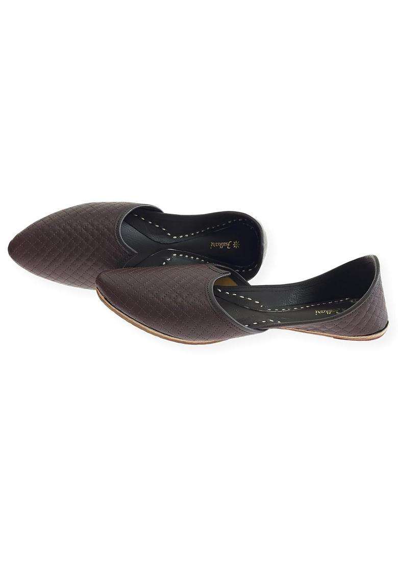 Fulkari Brown Men Genuine Soft Leather Casual Jutis Bite and Pinch Free Jutti - Indya